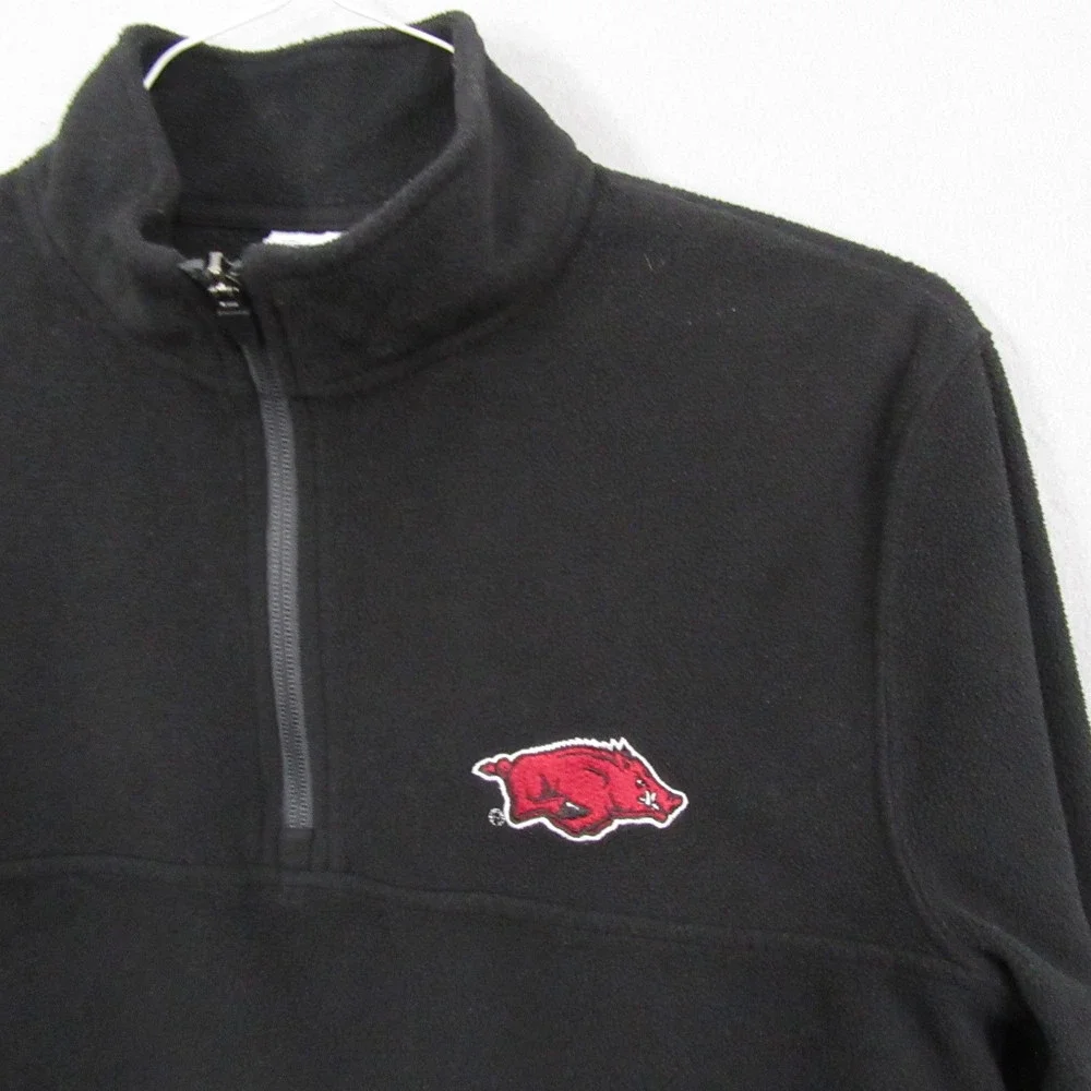Champion Mens Arkansas Razorbacks Jacket S Black 1/4 Zip Fleece Logo Mock - Picture 2 of 11